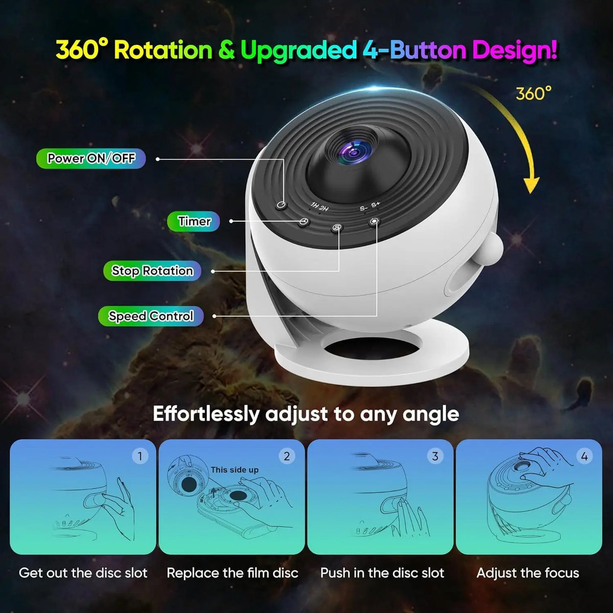 Galaxy and sky Projector ,  13 in 1 HD  for Bedroom, 360 Rotation